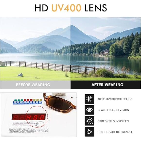 Retro 90s Small Square Rectangle Sunglasses for Women UV400 Sun Protection - Picture 5 of 6